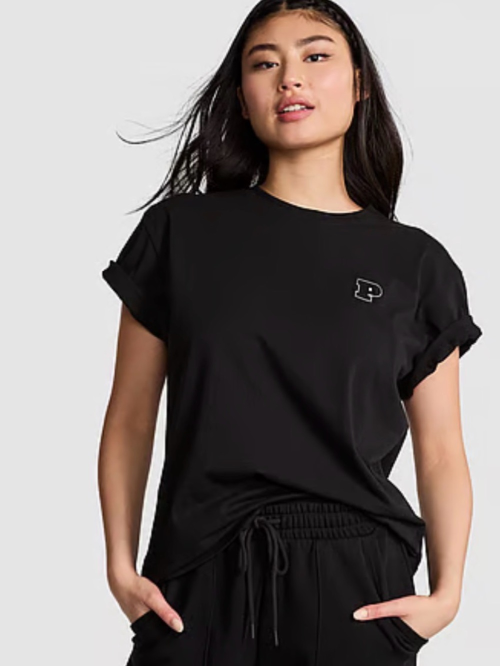 Victorias Secret PINK oversized campus short sleeve t shirt - black